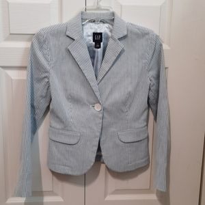 GAP Pinstriped Cotton Blend Tailored Jacket 0